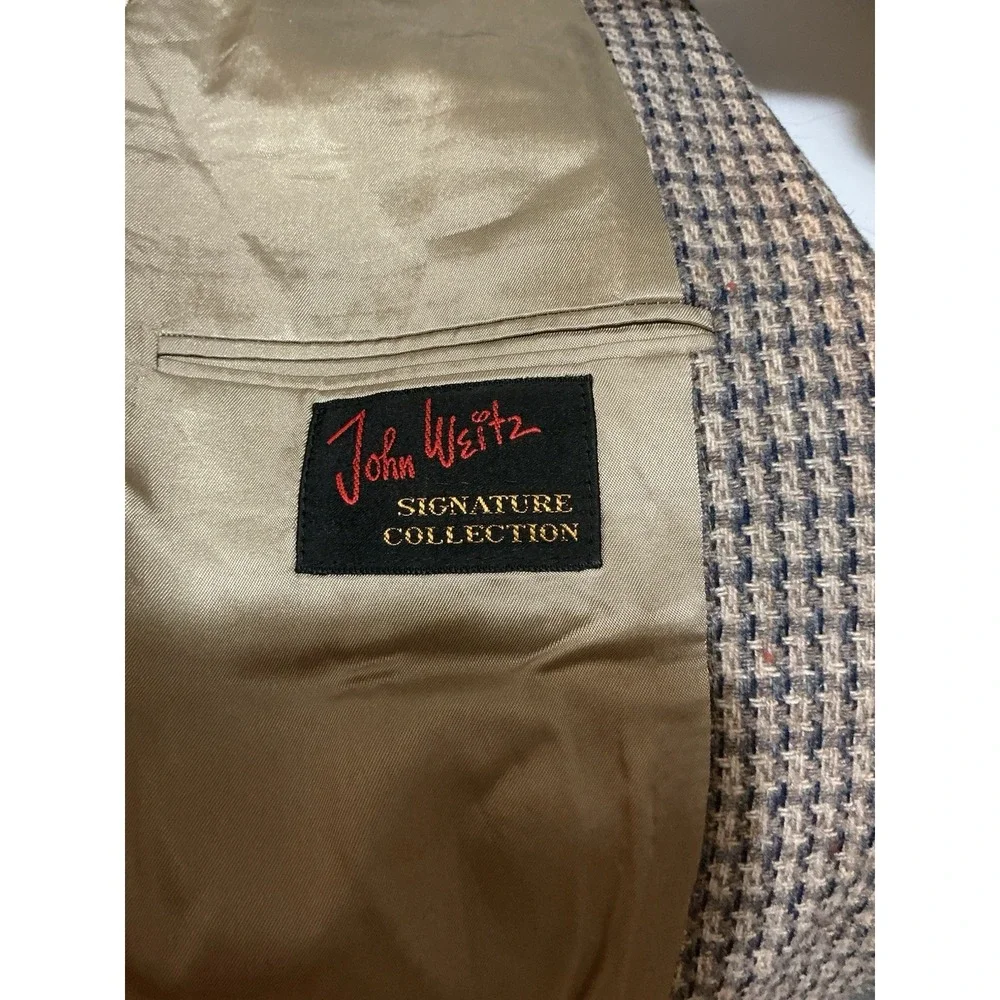 Strombergs John Weitz Signature Men's VTG Houndstooth Sport Coat‎ Jacket Wool 42